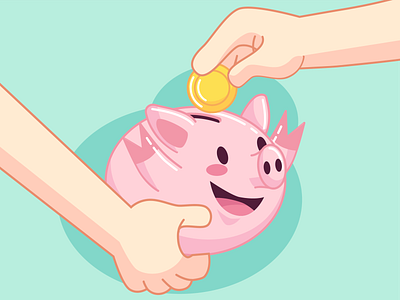 happy piggy bank charachters design flat illustration piggy vector