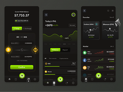 Cryptocurrency Exchange App. Dark Version