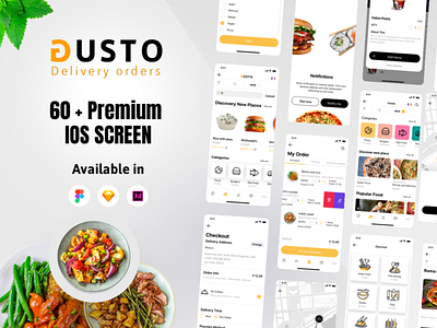 Gusto IOS UI Kit delivery fast food food restaurant ux