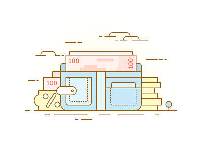 Wallet drawing financial illustration line drawing money payment vector wallet