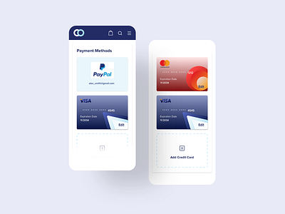 Payment Methods Page (Credit Cards UI) for eCommerce Website credit card ecommerce mobile website paypal ui ux design