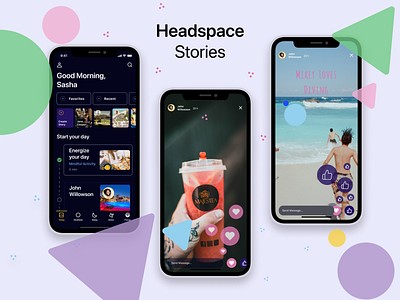 Stories Screens (part of Mobile App) concept mobile app social app ui ux design