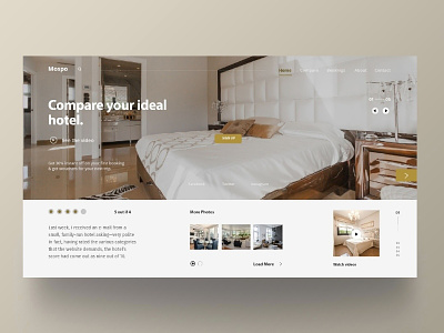 Hotel website concept cleanui design exploration fluent grid interaction interface material user ux webdesigner white