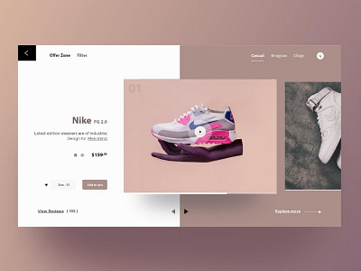 Sneaker Offerzone Web cleanui design exploration fluent grid interaction interface materialon user ux webdesigner white