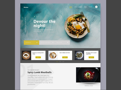 Food ordering web concept cleanui design exploration fluent grid hover interaction interface materialon user ux white