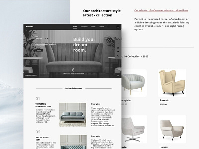 Furniture web concept cleanui design exploration fluent grid hover interaction interface materialon user ux white