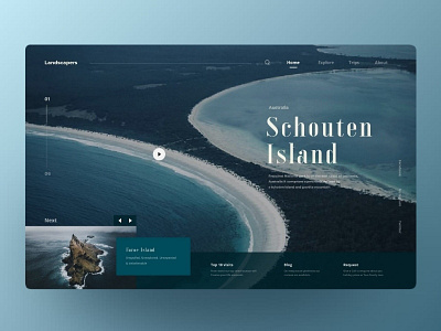 Travelling landing page cleanui design exploration fluent grid hover interaction interface materialon user ux white