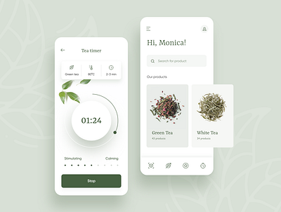 Tea mobile app app app design clean colorful design product tea typography ui ux vector