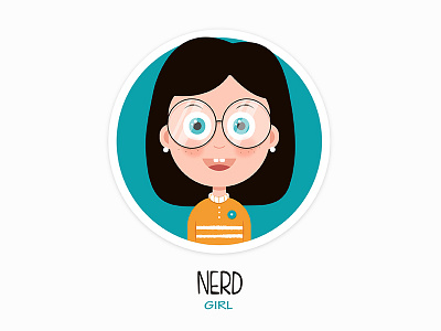 Nerd Girl avatar flat design girl illustration nerd vector