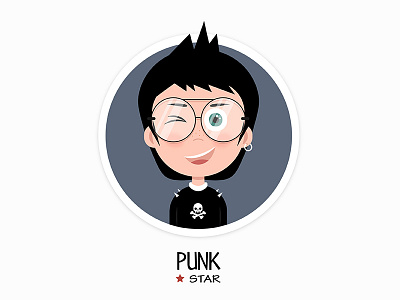 Punk Star avatar boy flat design illustration punk vector