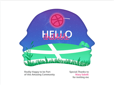 Hello Dribble ! debut design dribble hello landscape space vector