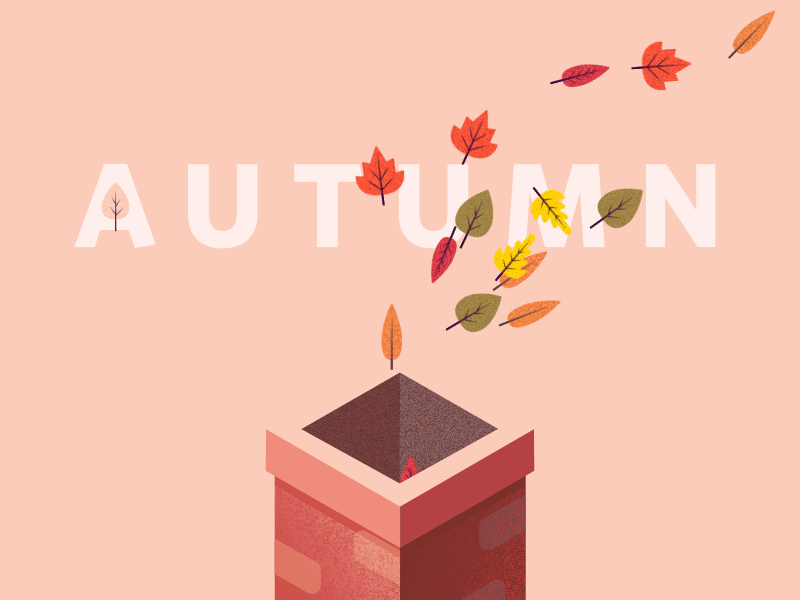 Autumn animation isometric leaves wind