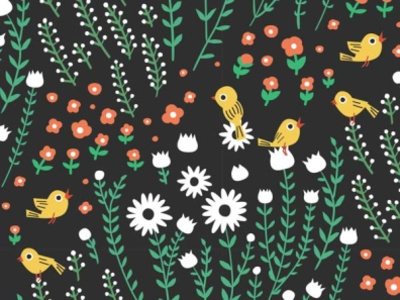 Garden Birds animal bird children cute design flower garden illustration pattern