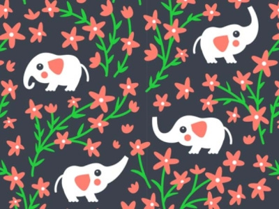 Elephants elephant flower pattern