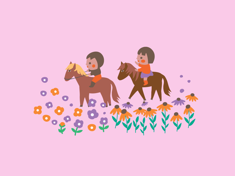 Pony Ride children design flowers horse horse ride illustration pony pony ride ride