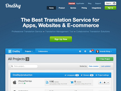 OneSky - New Landing Page app landing onesky translation