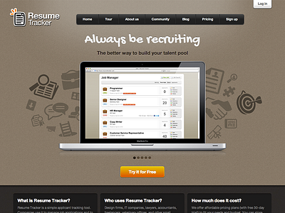 Resume Tracker Landing Page hr human resources landing web app website