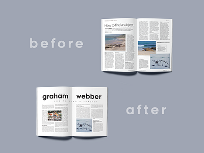 Before and After design magazine magazine spread typography