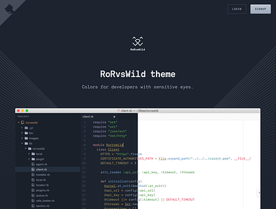 RoRvsWild theme atom dark theme developer tools gnome light theme ruby sublime text terminal textmate theme visual studio
