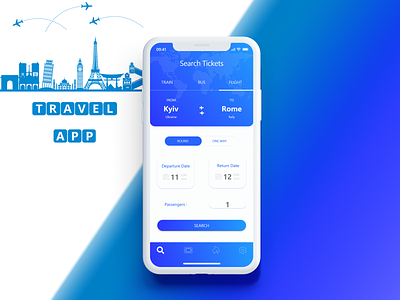 Travel App app buy concept design fly ios iphone search tickets travel ui ux