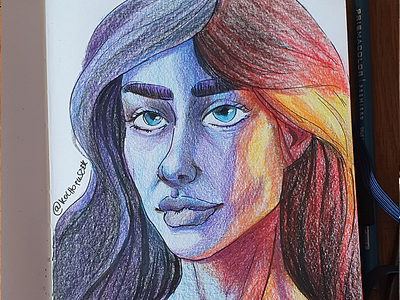 Neon Girl art drawing illustration neon pencil art pencil drawing portrait prismacolor trafitional art