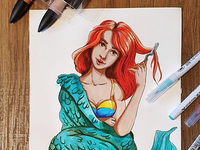 Mermay on quarantine art drawing illustration marker drawing mermaid mermay mermay2020 traditional art traditional drawing