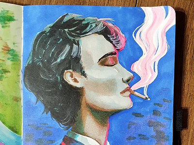 Smoking... drawing illustration portrait