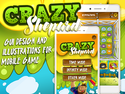 Crazy Shepard UI design and illustrations