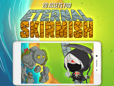 UI and 2d assets for Eternal Skirmish mobile game 2d art character design concept art digitalart fantasy game art illustration indie game mobile game ui ui design user interface