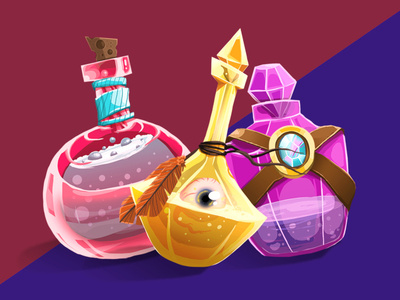 Set of potions art bottle comic concept digital draw drawing elixir game game art game asset game assets illustration magic painting photoshop potion potions