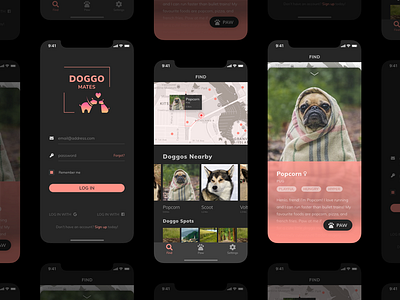Doggo Mates - iOS App Design doggo ios logo mobile app ui uichallange ux