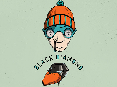 Black Diamond artwork cartoonish character design diamond diamond logo flat design fun gaming hat illustration logo orange skiing t shirt vector