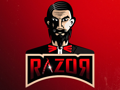 Mr. RAZOR artwork black and red cartoonish character esports esports logo esports mascot flat design gamers illustration logo mascot mascot character mascot design mascot logo razor vector