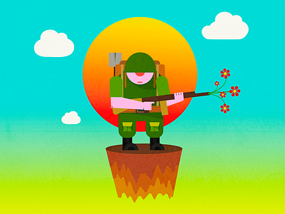 Standing for Flowers 2d 2d art artwork cartoonish character colorful art colorful design cover art cover artwork flat design flowers fun illustration peace peaceful simple design soldier vector vector illustration vectorart