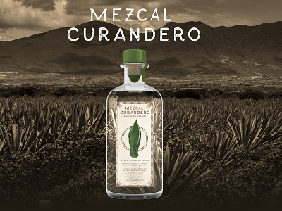 Mezcal Curandero Sepia Mockup Bottle branding illustration logo logo design mezcal mockup