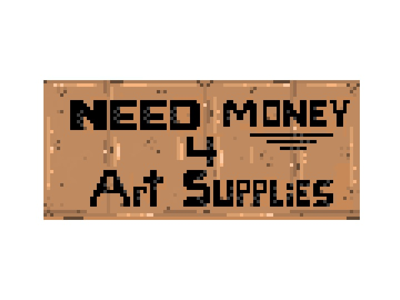 Pixel Homeless Man Sign