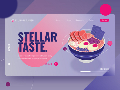 Cosmic Ramen concept design food illustration layout ui