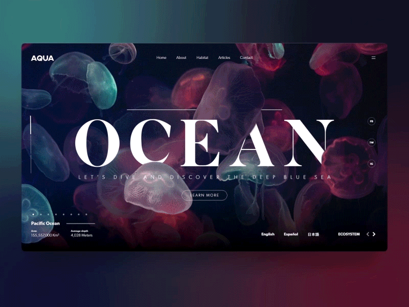 Ocean clean concept design layout marine nature ui ux wildlife