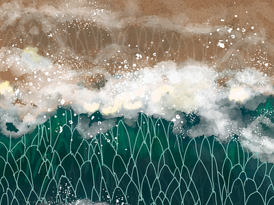 Early summer beach digital art illustration illustrator waves ocean photoshop