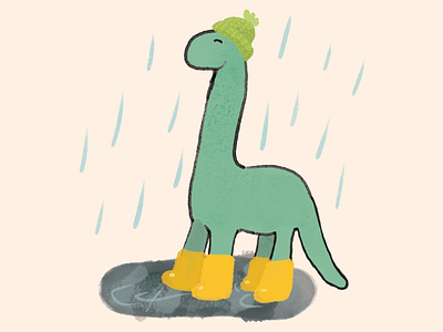 rainy autumn days cute illustrations digital art dino dinosaur drawing hand drawn hand drawn illustration illustrator rainy weather