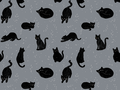 black cats pattern black cats cats clean creative cute animal cute pattern design digital art drawing graphic design halloween hand drawn illustration illustration illustrator ink pattern pattern design photoshop sketches spooky pattern