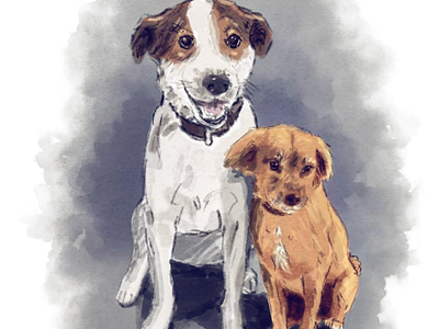 Dodge + Sango animals digital art dogs drawing graphic design illustration illustrator pet portraits
