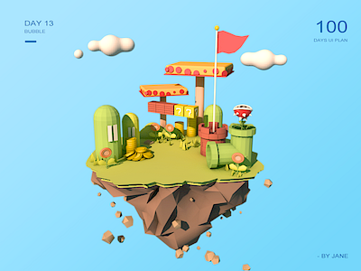 Super Mario Island c4d 超级玛丽