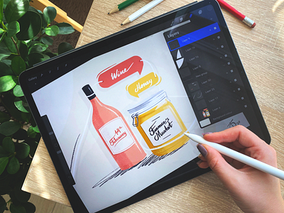 Famer's market illustration creative drawing drawings farmers honey illustration illustration digital inspiration ipad procreate sketch uxui wine