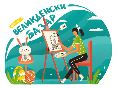 Easter Market bunny contest draw drawing easter easter bunny easter egg girl holiday illustration online