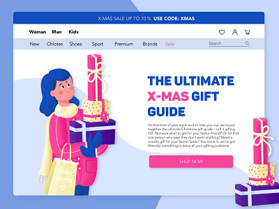 Christmas Online Shopping Gifts app character christmas clean drawing illustration minimal typography ui uiux ux vector web web design