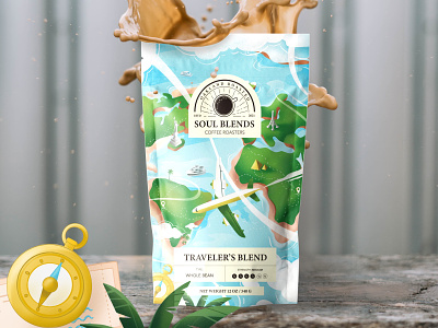 Illustrated Coffee Package Travel Blend