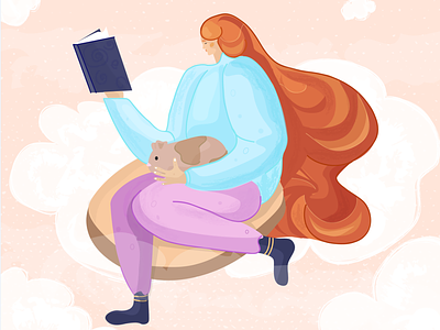 IDYLL clouds doodle dream dribbble guinea pig illustration loose pastel pastel hair read sketch