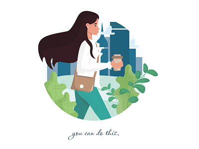 You Can Do This big business character city coffee girl girl illustration hair pallete textures walk woman