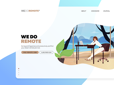 We Do Remote blue brown business fluid home illustration job jobs logo logodesign office platform remote sea tropical ui ux web webdesign webpage